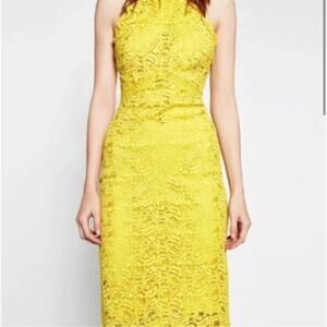 Zara Woman halter neck lace dress/yellow/M